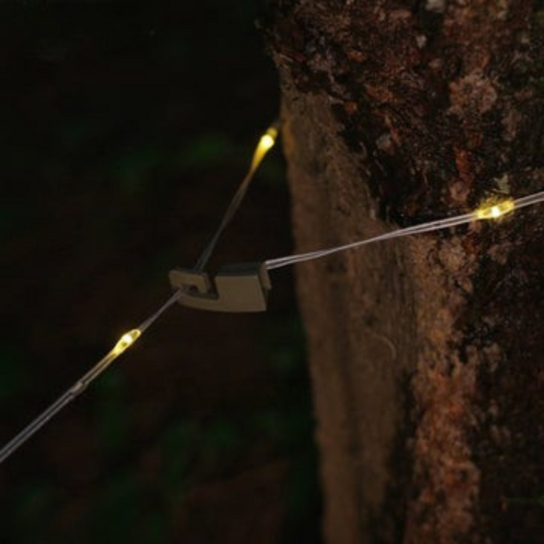 MEELANO LED-Campinglampe – Genopladelig Bærbar Lyskæde med USB-C & Krog, 10 m
