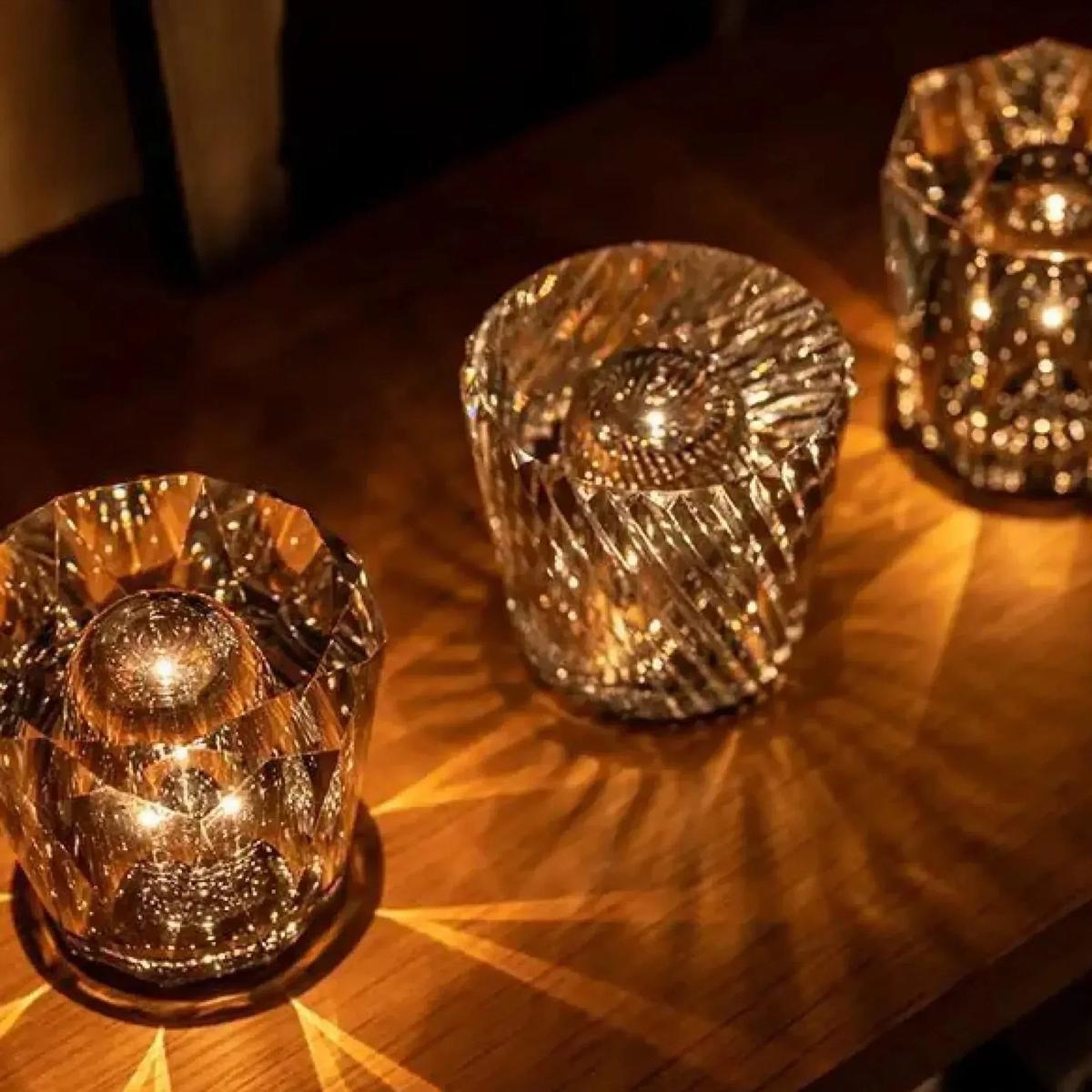 MEELANO Genopladelig LED krystal diamant bordlampe