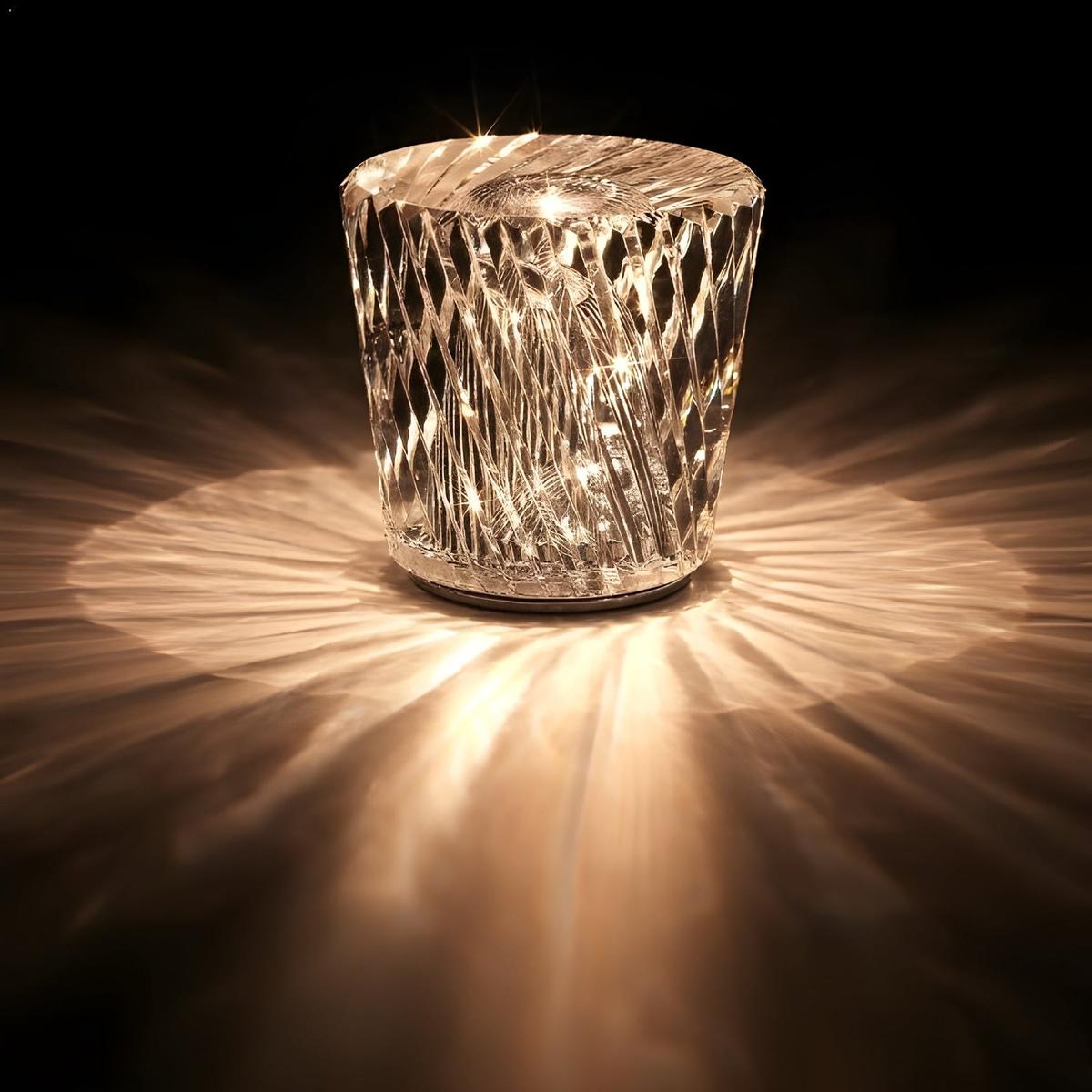 MEELANO Genopladelig LED krystal diamant bordlampe Becrux