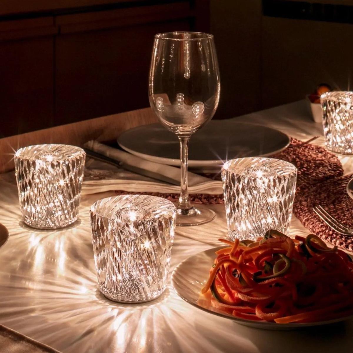 MEELANO Genopladelig LED krystal diamant bordlampe