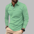 MEELANO Hermosa | Herre Langærmet Poloshirt med Knapper - Klassisk Bomulds Polo-Sweatshirt Grøn