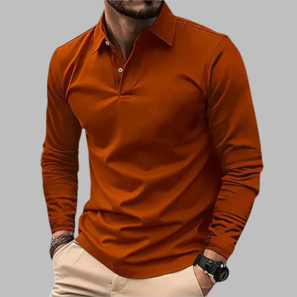 MEELANO Hermosa | Herre Langærmet Poloshirt med Knapper - Klassisk Bomulds Polo-Sweatshirt