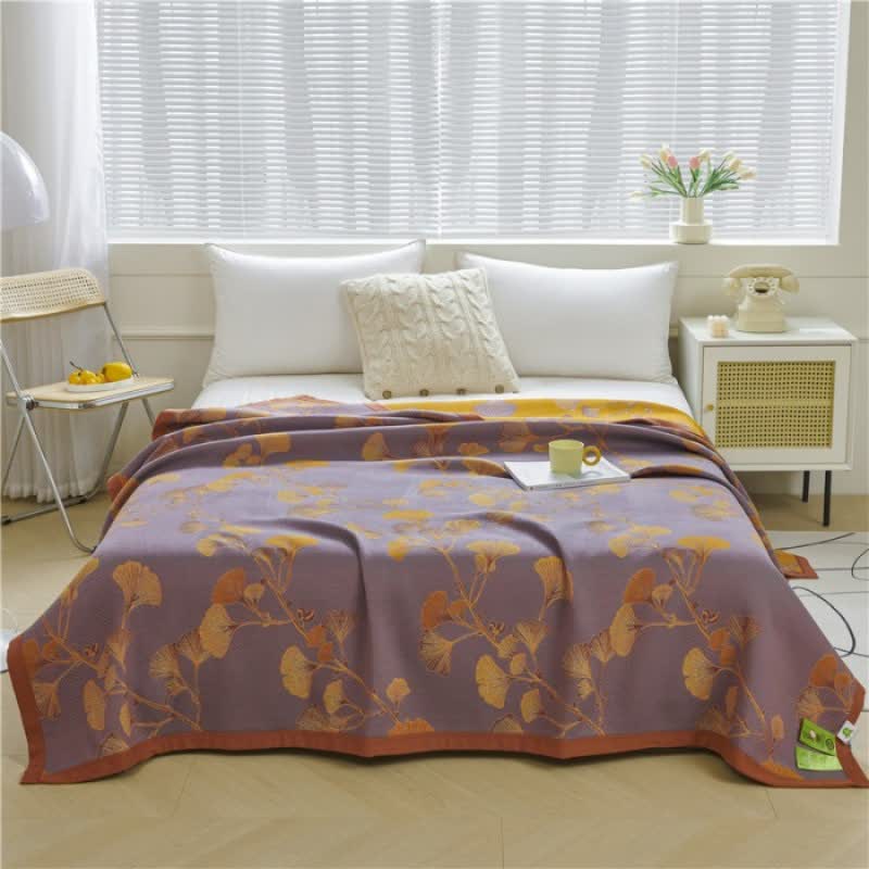 MEELANO Ginkgo Blad Jacquard Omkeerbar Duvet i Økologisk Katoen