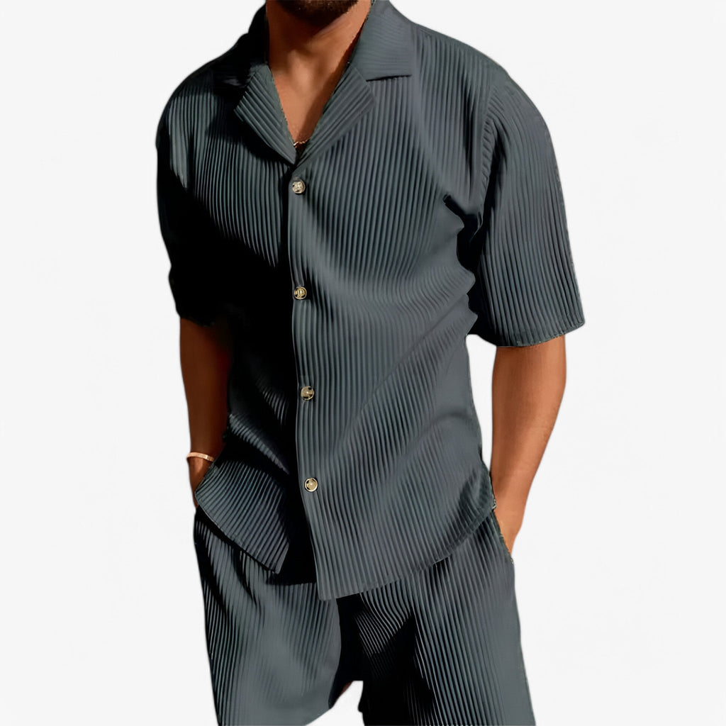 MEELANO Hommes | Polo Jakkesæt i Fløjl – Casual Stil & Blødt Materiale til Hverdagen Mørkegrå