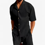 MEELANO Hommes | Polo Jakkesæt i Fløjl – Casual Stil & Blødt Materiale til Hverdagen Sort