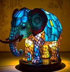 MEELANO GlassGlow | Dæmpbar designlampe med LED og kunstnerisk finish Elefant