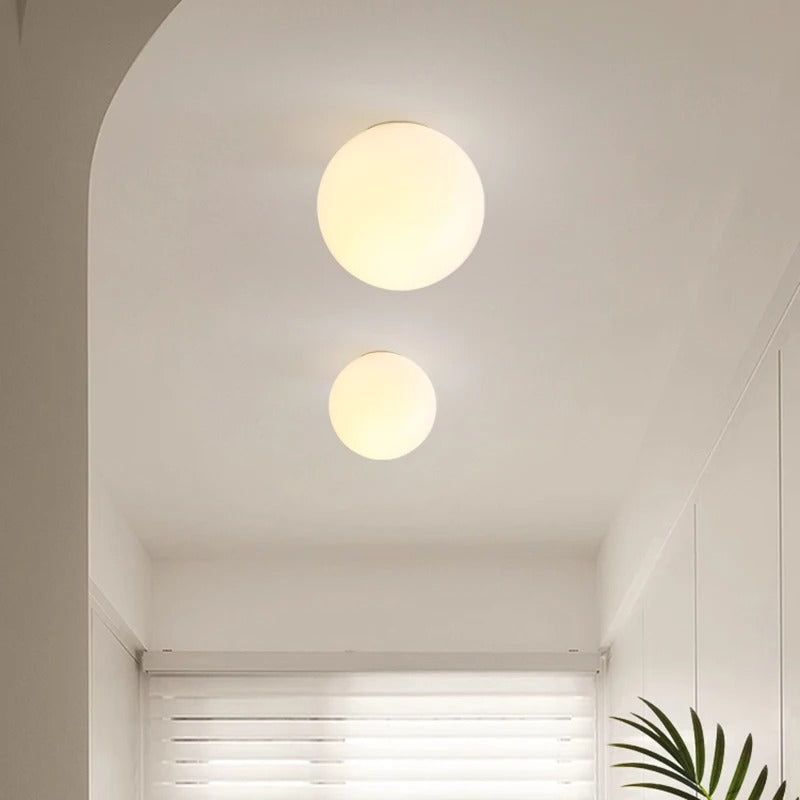 MEELANO Globa loftslampe – Moderne rund loftslampe i glas og aluminium med blødt lys Diameter 18 cm