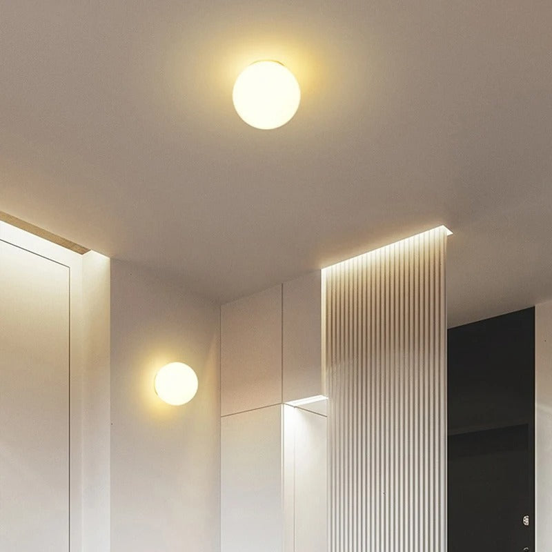 MEELANO Globa loftslampe – Moderne rund loftslampe i glas og aluminium med blødt lys