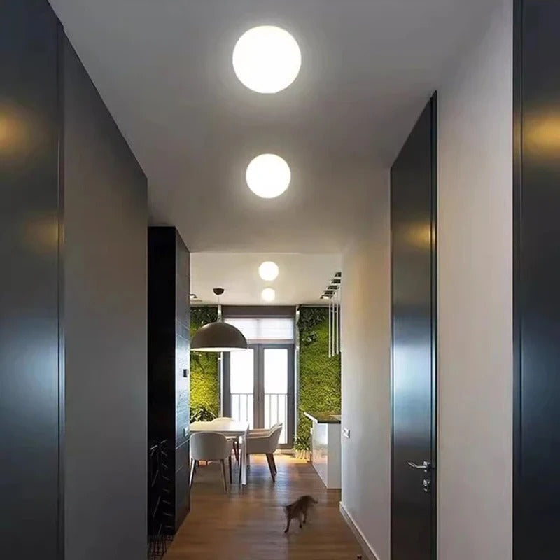 MEELANO Globa loftslampe – Moderne rund loftslampe i glas og aluminium med blødt lys