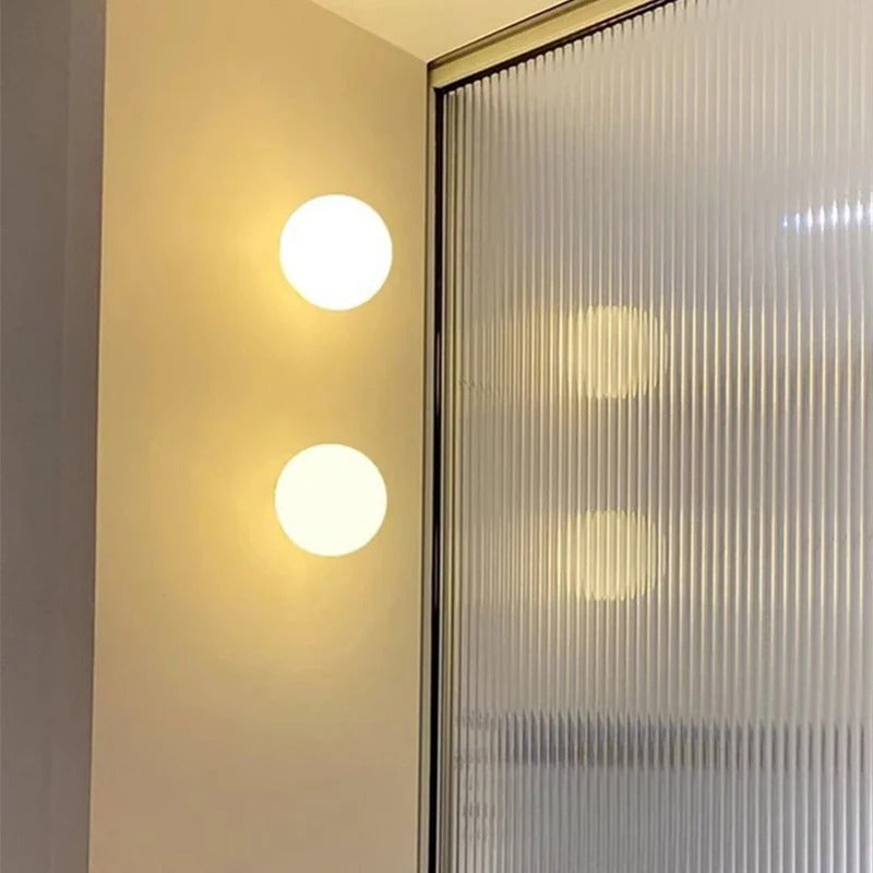 MEELANO Globa loftslampe – Moderne rund loftslampe i glas og aluminium med blødt lys