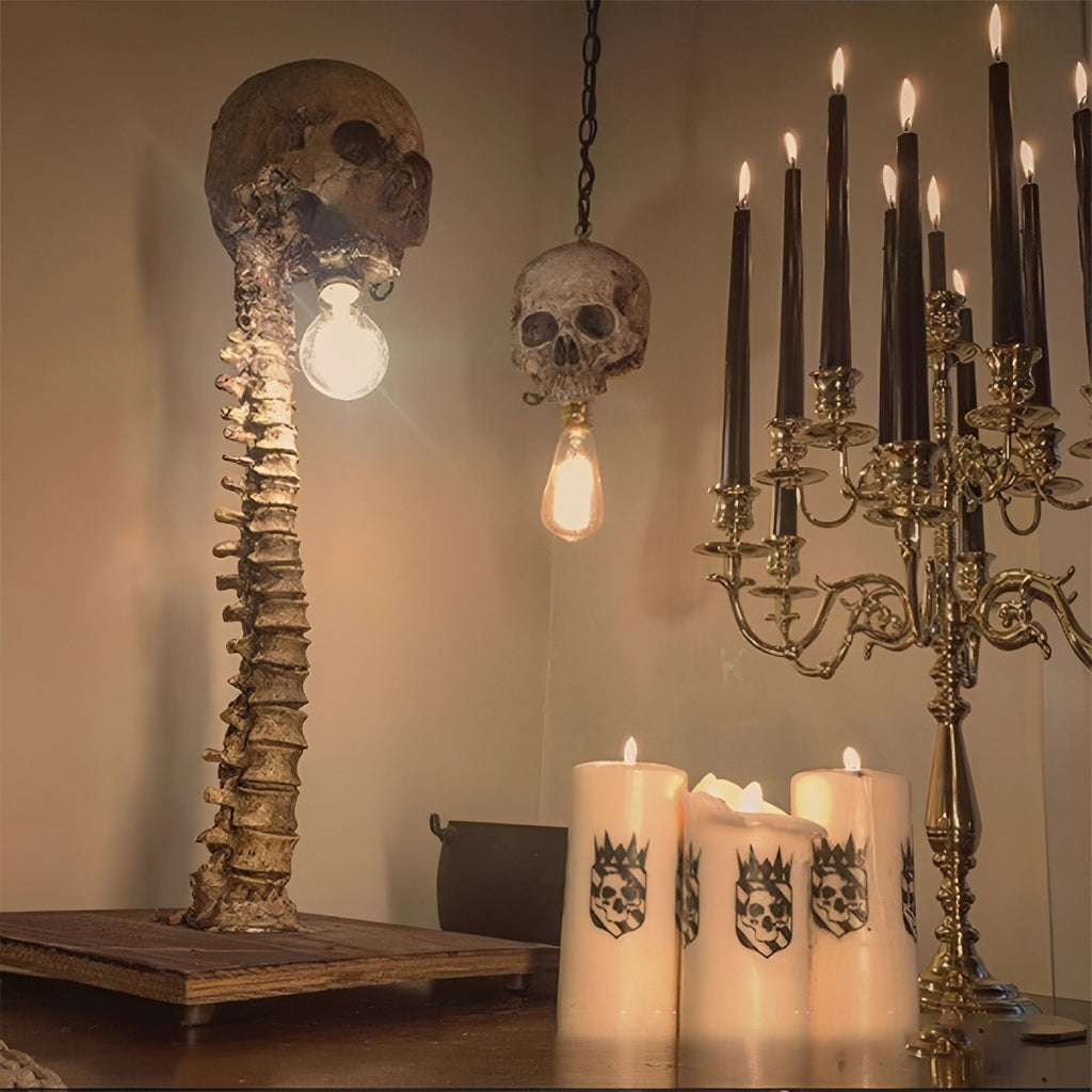MEELANO Gotisk kranielampe: Skeletlampe til uhyggelig boligindretning Default