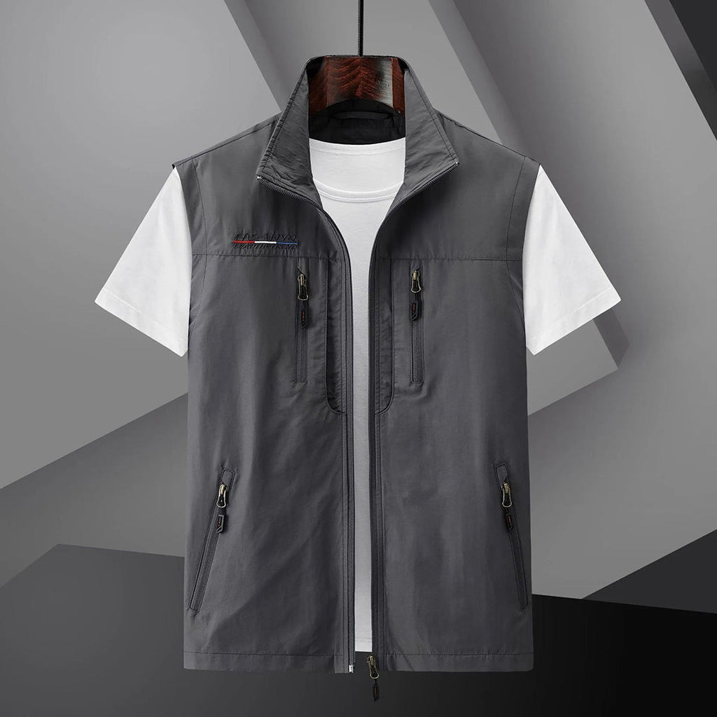 MEELANO Hermosa | Herre Ærmeløs Vest med Lynlås - Casual Polstret Dynevest & Fritidsvest Grå