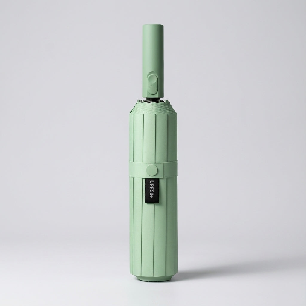 MEELANO Automatisk Paraply 113 cm med Omvendt Foldning – Vindbestandig Stor Paraply med 40 Ribber – 8 Farver Lysegrøn