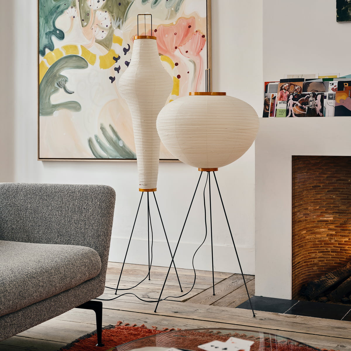 MEELANO Gulvlampe med rispapir – Blødt lys & minimalistisk charme
