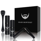 MEELANO Skægplejesæt med 540 Dermaroller, Naturligt Skægserum, Rensespray & Kam – Skæg Grooming Kit til Mænd Standard