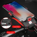 MEELANO 4-i-1 Cykelgadget – Mobilholder til Cykel med Powerbank, LED Cykellygte og Horn, 4000 mAh, 4 Farver