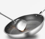 MEELANO Stegepande i Rustfrit Stål med Slip-let Belægning – Ridsefast Honeycomb Pande, 7 Lag, til Induktion & Ovn, PFOA-fri