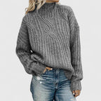MEELANO Raffineret Sweater Dame – Kabelstrik Striktrøje, Blød & Afslappet, til Jeans & Nederdel, 5 Farver, XS–3XL – Luna Grå