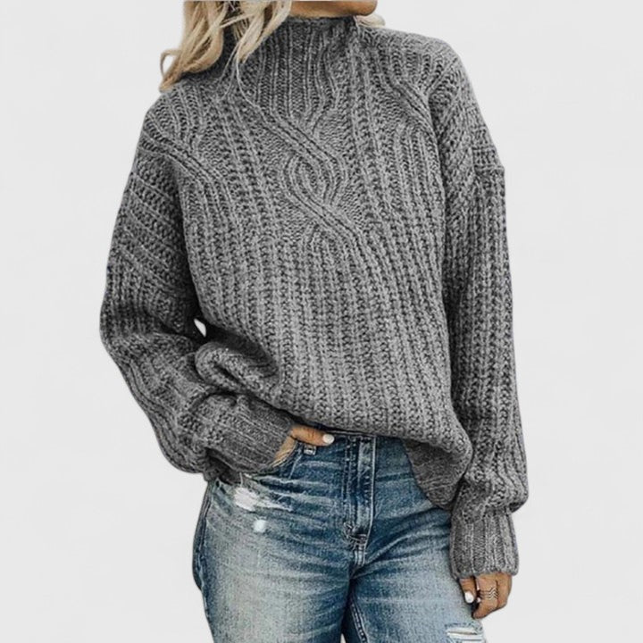 MEELANO Raffineret Sweater Dame – Kabelstrik Striktrøje, Blød & Afslappet, til Jeans & Nederdel, 5 Farver, XS–3XL – Luna Grå