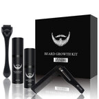 MEELANO Beard Growth Barber Kit – Skægplejesæt til Mænd med Skægroller, Skægolie, Skægbalsam & Kam, 3 Sæt Herresæt Ultimate