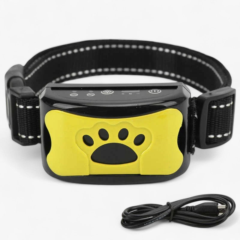 MEELANO GentleDog – Smertefrit Hundehalsbånd mod Gøen med Lyd & Vibration Gul