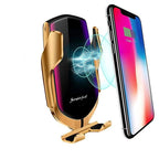 MEELANO Automatisk Mobilholder til Bil med Trådløs Oplader – Qi Telefonholder med Infrarød Sensor & 360° Rotation – GripCharge Guld