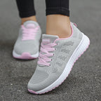 MEELANO Tasana | Dame Letvægts Sneakers - Åndbare & Behagelige Sportssko Grå-Pink