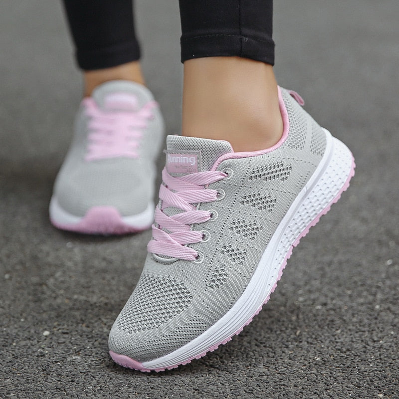 MEELANO Tasana | Dame Letvægts Sneakers - Åndbare & Behagelige Sportssko Grå-Pink