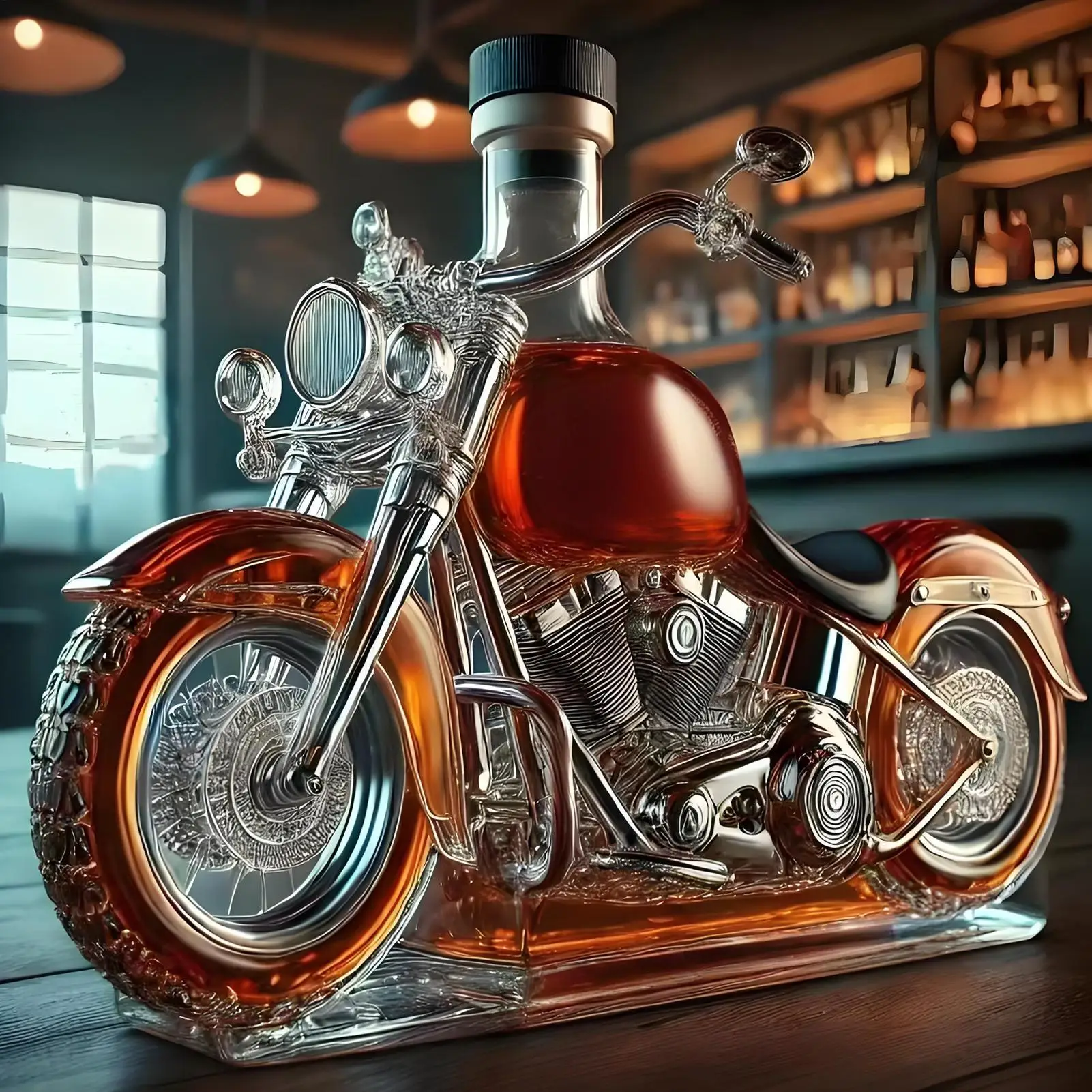 MEELANO Motorcykelformet Whiskykaraffel Til Hjemmebar Med Unikt Design Default