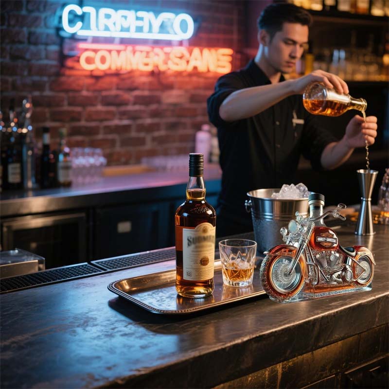 MEELANO Motorcykelformet Whiskykaraffel Til Hjemmebar Med Unikt Design
