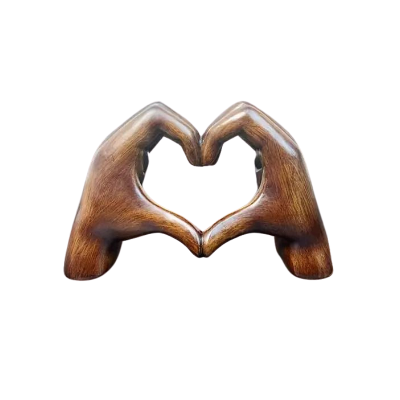 MEELANO HeartGlow – Hjerteformet Gestusstatue i Trækornsdesign Default