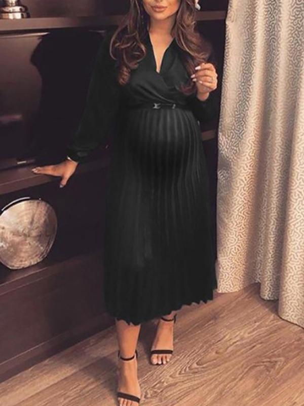 MEELANO Adōre | Dame Maternity Maxi-kjole – Elegante Plisserede Off-Shoulder Detaljer