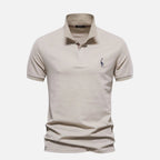 MEELANO Herre Poloshirt Kortærmet Smart Casual Blødt Åndbart Stof Ren Finish Beige