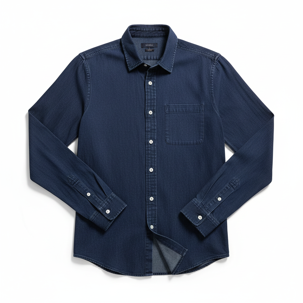 MEELANO Herre Afslappet Denimskjorte Med Knapper Button-Down-Detaljer
