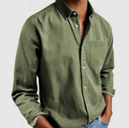 MEELANO Herre Afslappet Denimskjorte Med Knapper Button-Down-Detaljer Grøn