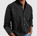 MEELANO Herre Afslappet Denimskjorte Med Knapper Button-Down-Detaljer Sort