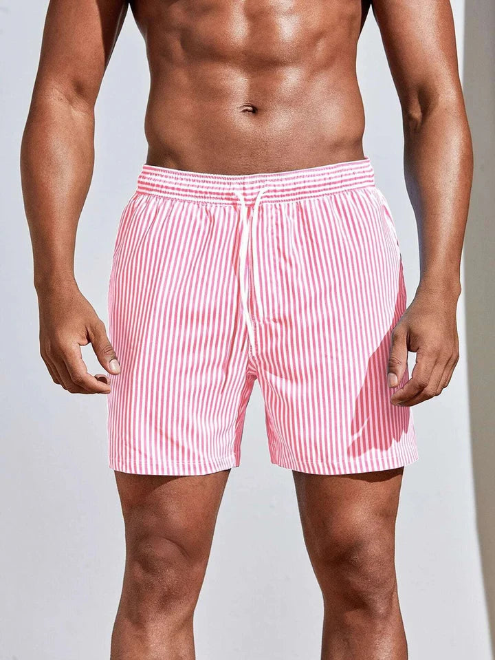 MEELANO Herre Badeshorts Afslappet Hurtigttørrende Strandtøj Med Elastisk Linning Lyserød