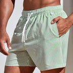 MEELANO Herre Badeshorts Afslappet Hurtigttørrende Strandtøj Med Elastisk Linning Grøn