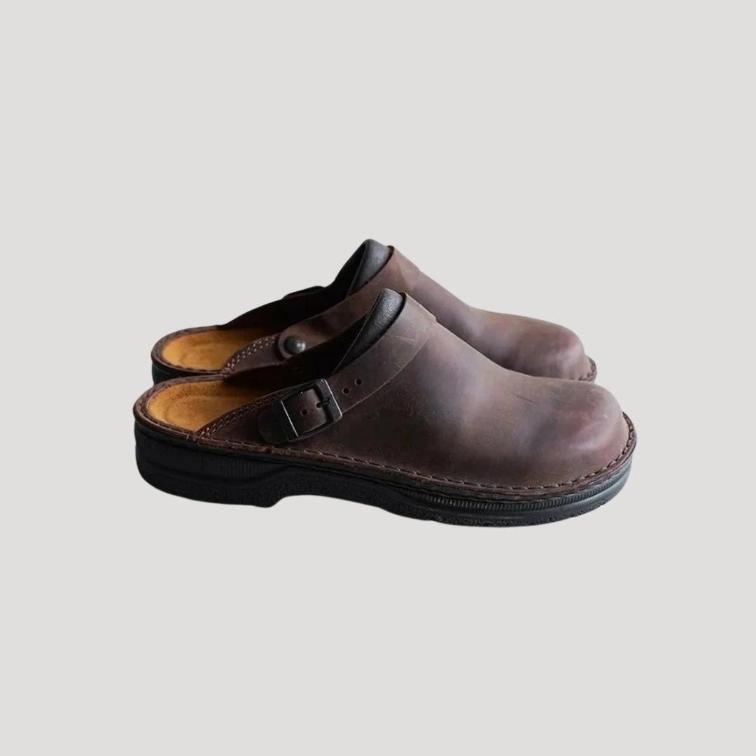 MEELANO Herre Slip-on Loafers Læder Med Justerbar Rem Og Stødabsorbering Brun