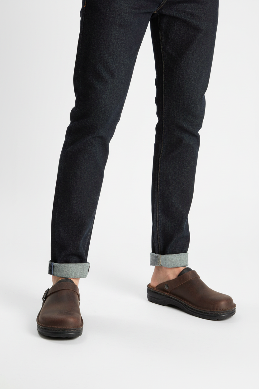 MEELANO Herre Slip-on Loafers Læder Med Justerbar Rem Og Stødabsorbering