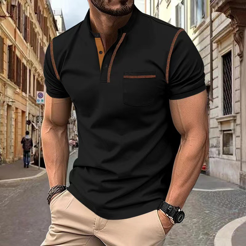 MEELANO Herrepoloshirt i bomuld, blå. Allround komfort og fritid. sort