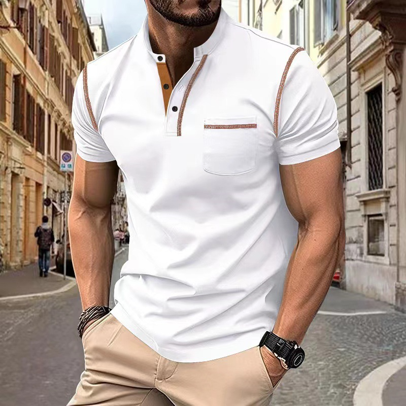 MEELANO Herrepoloshirt i bomuld, blå. Allround komfort og fritid. hvid