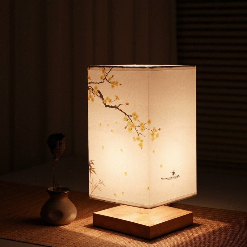MEELANO HikariGlow japansk-skandinavisk bordlampe Gul blomst