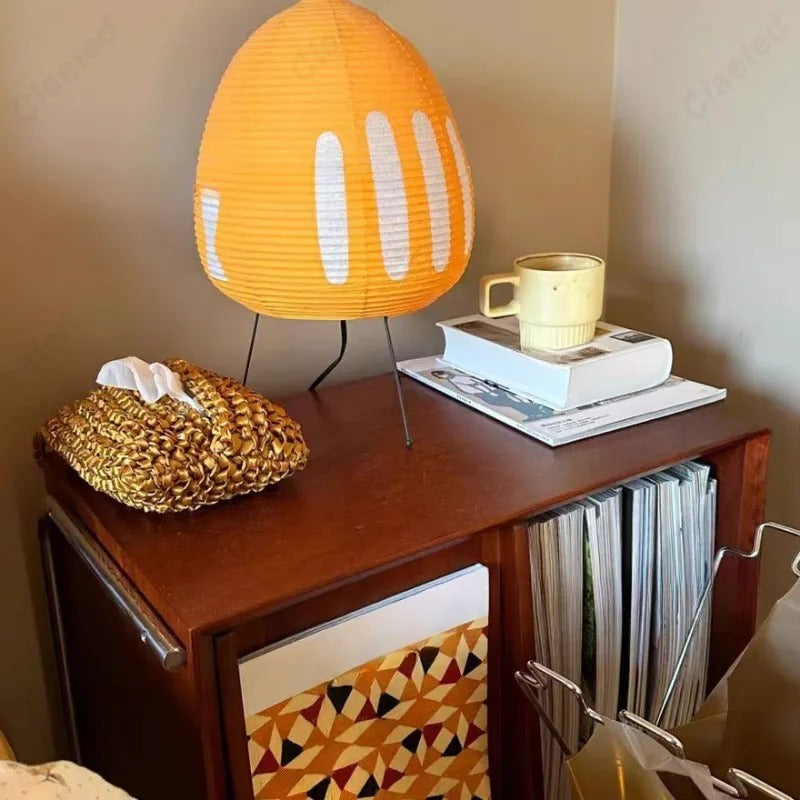 MEELANO Japansk rispapir bordlampe – Hikari Wabi med minimalistisk design