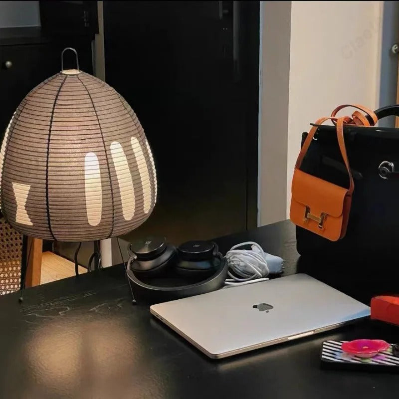 MEELANO Japansk rispapir bordlampe – Hikari Wabi med minimalistisk design