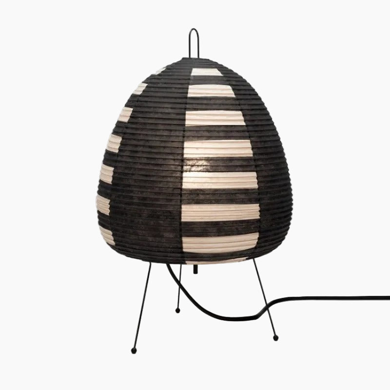 MEELANO Japansk rispapir bordlampe – Hikari Wabi med minimalistisk design Sort-hvid
