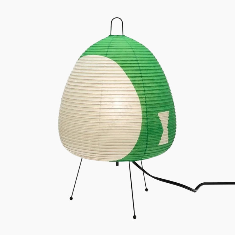 MEELANO Japansk rispapir bordlampe – Hikari Wabi med minimalistisk design Grøn