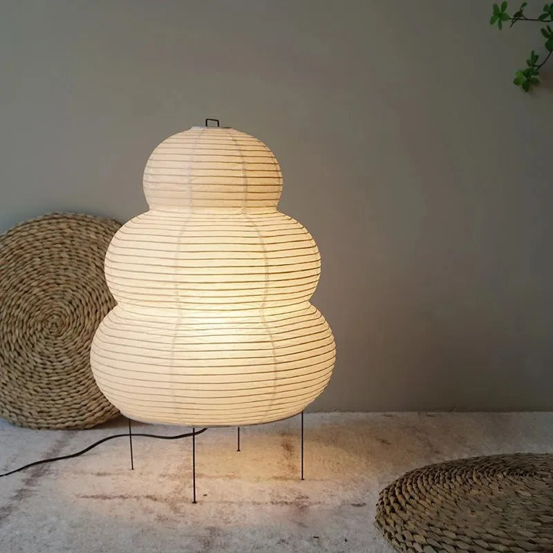 MEELANO Hikari Washi gulvlampe – Japansk rispapir gulvlampe med sfærisk design og blødt, varmt lys Default
