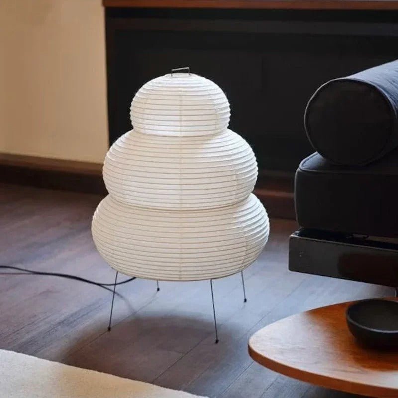 MEELANO Hikari Washi gulvlampe – Japansk rispapir gulvlampe med sfærisk design og blødt, varmt lys