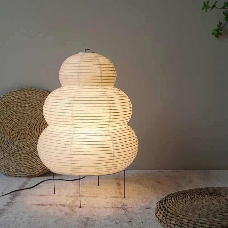 MEELANO Hikari Washi gulvlampe – Japansk rispapir gulvlampe med sfærisk design og blødt, varmt lys